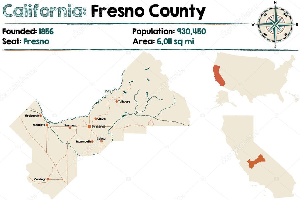 California - Fresno county map