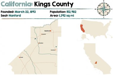 California - Kings county harita