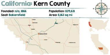 California - Kern ilçe harita