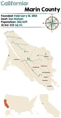 California - Marin ilçe harita