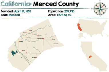 California - Merced ilçe harita