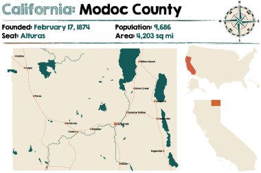 California - Modoc ilçe harita
