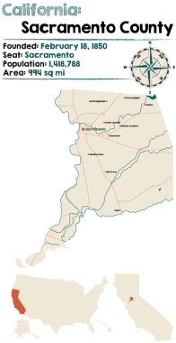Büyük ve ayrıntılı harita Kaliforniya - Sacramento şehristanı