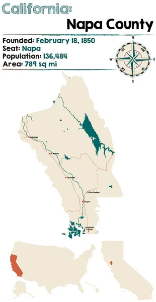 Mapa grande e detalhado de Califórnia - Condado de Napa — Vetor de Stock