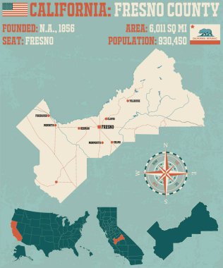 Fresno County, Kaliforniya büyük ve ayrıntılı haritası