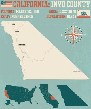 Büyük ve ayrıntılı harita Inyo County, Kaliforniya