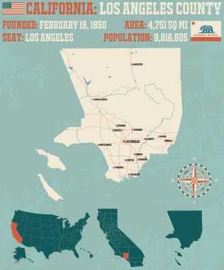 Los Angeles County, Kaliforniya'da büyük ve ayrıntılı haritası
