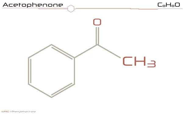 Велика Деталізована Інфографіка Молекули Ацетофенону — стоковий вектор