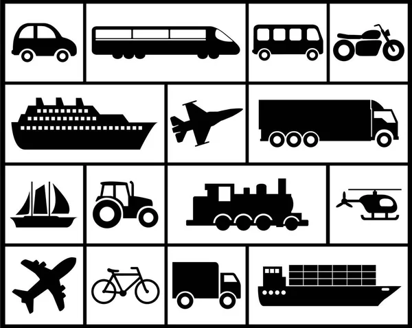 Großes Und Detailliertes Set Unterschiedlicher Fahrzeugsymbole — Stockvektor