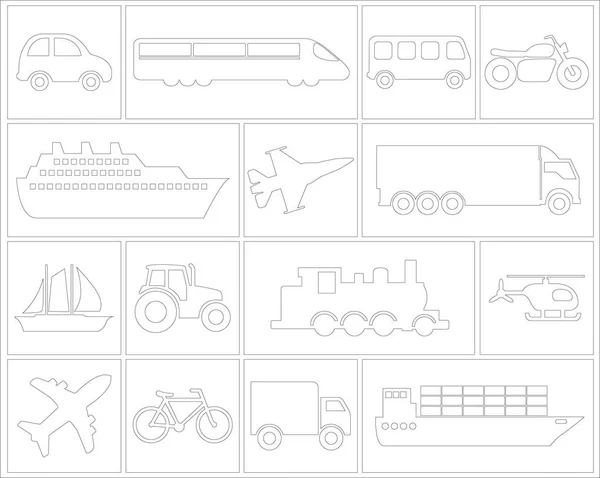 大型和详细的不同车辆图标集 — 图库矢量图片