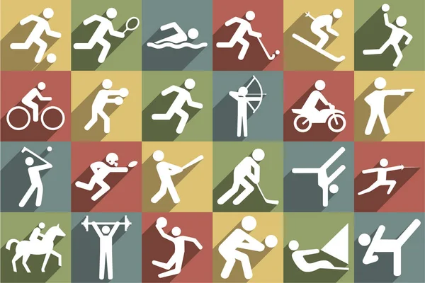 Grote Gedetailleerde Verzameling Van Verschillende Sporten Pictogrammen — Stockvector