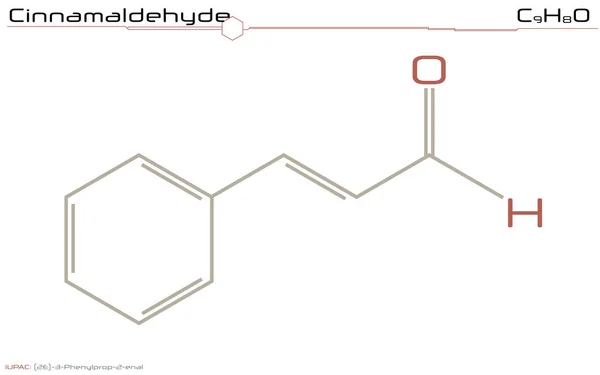 Infografía Grande Detallada Molécula Cinnamaldehído — Vector de stock