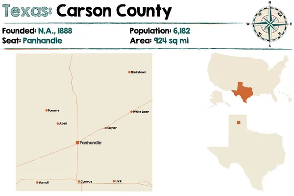 Detaillierte Karte Von Carson County Texas Usa — Stockvektor