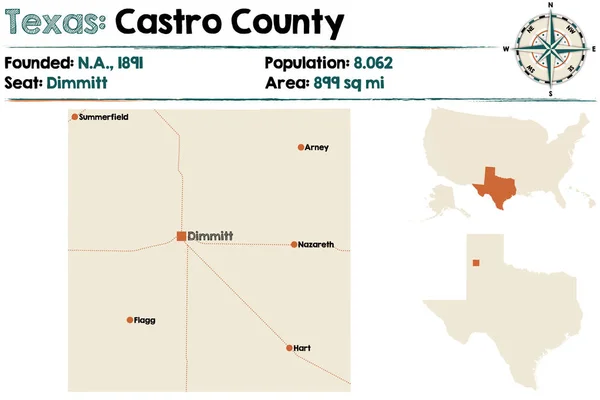 Detaillierte Karte Der Tongrafschaft Texas Usa — Stockvektor