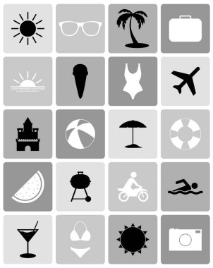 Büyük ve ayrıntılı farklı yaz simgeler kümesi.