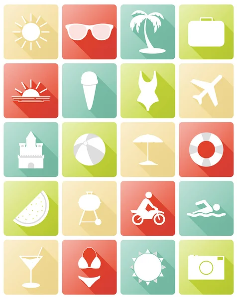 Large Detailed Set Different Summer Icons — Stock Vector