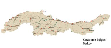 Karadeniz Blgesi Türk alanının büyük harita.