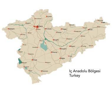 IC Anadolu Blgesi Türk alanının büyük harita.