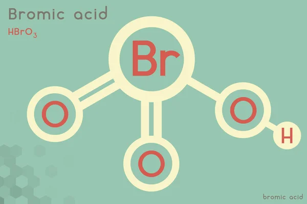 Infografica Ampia Dettagliata Della Molecola Dell Acido Bromico — Vettoriale Stock