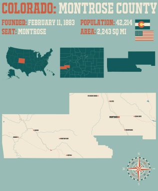 Colorado, Usa 'daki Montrose ilçesinin geniş ve detaylı haritası..