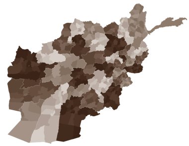 Afganistan devletinin geniş idari haritası.
