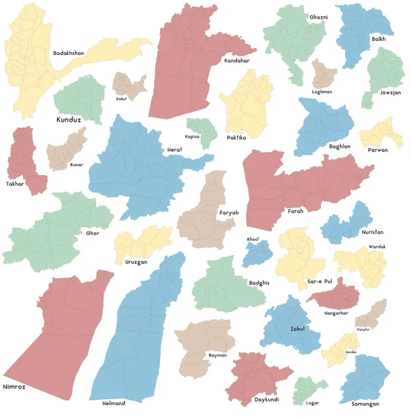 Große Und Detaillierte Karten Aller Provinzen Afghanistans — Stockvektor