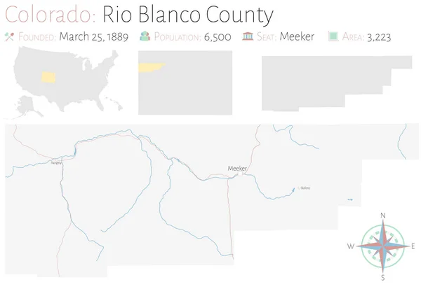 Mappa Dettagliata Della Contea Rio Blanco Colorado Stati Uniti — Vettoriale Stock