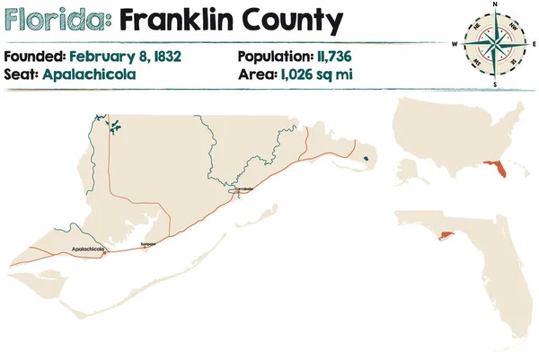 Большая Подробная Карта Округа Франклин Флорида Сша — стоковый вектор
