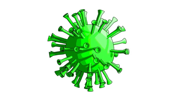 Image Rendu Virus Corona Couleur Verte — Photo