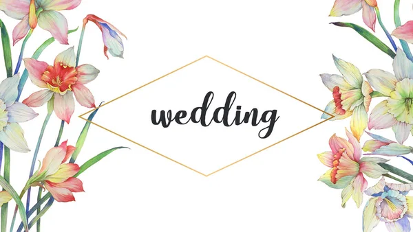 Akvarell Blommor Illustration Perfekta För Att Göra Diy Bröllop Inbjudningar — Stockfoto
