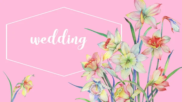 Aquarell Blumen Illustration Sind Perfekt Für Die Herstellung Diy Hochzeitseinladungen — Stockfoto