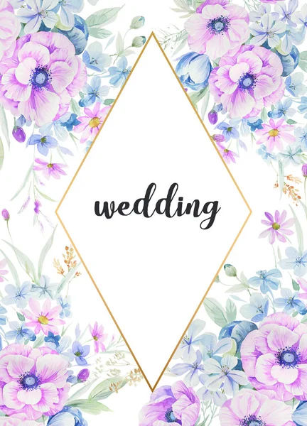 Aquarell Blumen Illustration Sind Perfekt Für Die Herstellung Diy Hochzeitseinladungen — Stockfoto