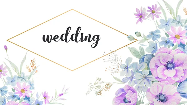 Akwarela Kwiaty Ilustracji One Idealne Dokonywania Zaproszeń Ślubnych Diy Nagłówek — Zdjęcie stockowe
