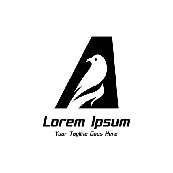 Kuş Tasarımı Logo Vektörü Grafik Damgalama Harfi elementi ile ilk harf A.