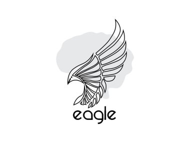 Güzel Kartal logosu iş şirketleri için bir şablon tasarladı. Kartal hattı logosu gökyüzünde uçuyor