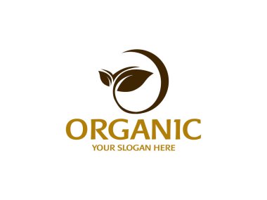 Organik yaprak logosu. Çevre yeşil yaprak logo vektörü. Doğa Logosu Yaprak Logosu Basit Ayrılma Vektörü
