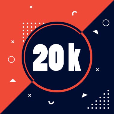 Memphis tarzında 20k takip eden tasarım vektörü