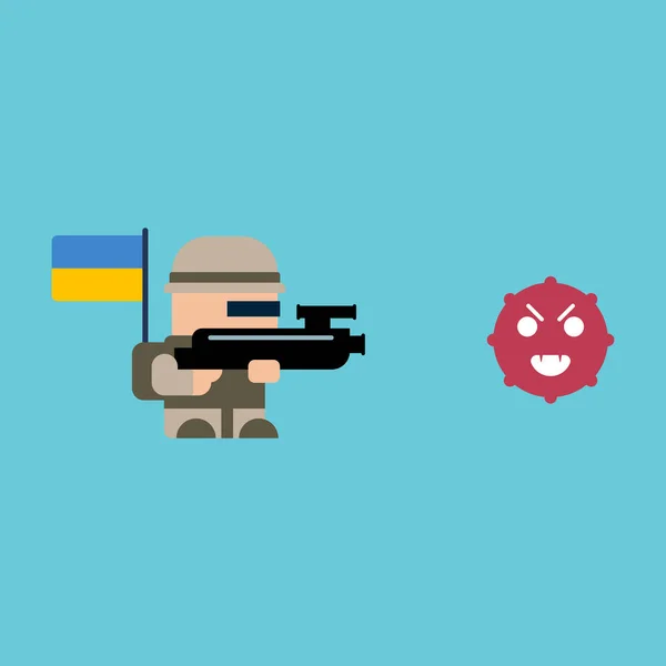 Ucrania Lucha Contra Diseño Del Coronavirus Ejército Lucha Contra Virus — Vector de stock