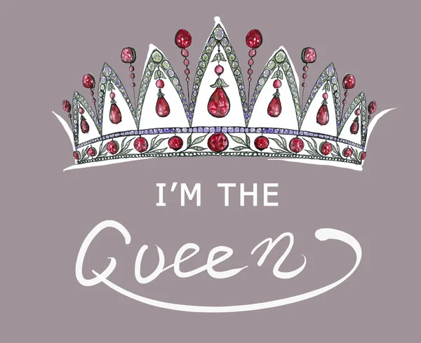 我是王后引文 皇冠和租赁海报 妇女权力 简单的设计 信心概念 — 图库照片