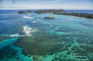 Aerial view of Lord Howe Island Coasts, turquoise blue Coral ree