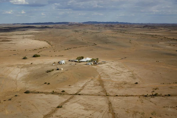 Marree Australian Outback isolated house in the desert aerial with copy space Marree, South Australia