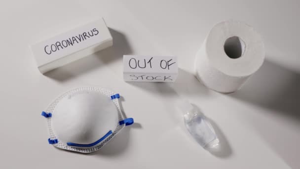 Coronavirus Essentials Out Stock Concept Worldwide Shortage Basic Necessities Personal — стоковое видео