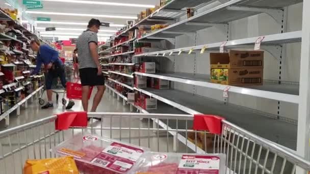 Голд Кост Австралия Марта 2020 Года Супермаркет Coles Пустой Азиатской — стоковое видео