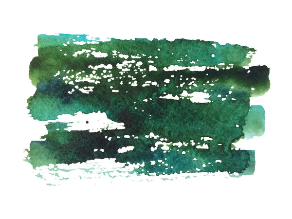 Green textural brushstroke watercolor — Stock Photo, Image