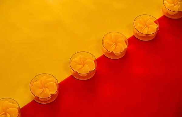 decorative candles. yellow-red design
