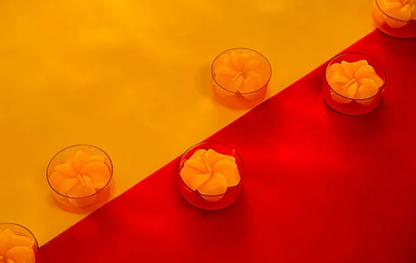 decorative candles. red-yellow decoration