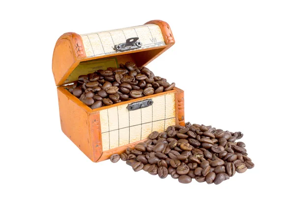 Koffiebonen in borst — Stockfoto