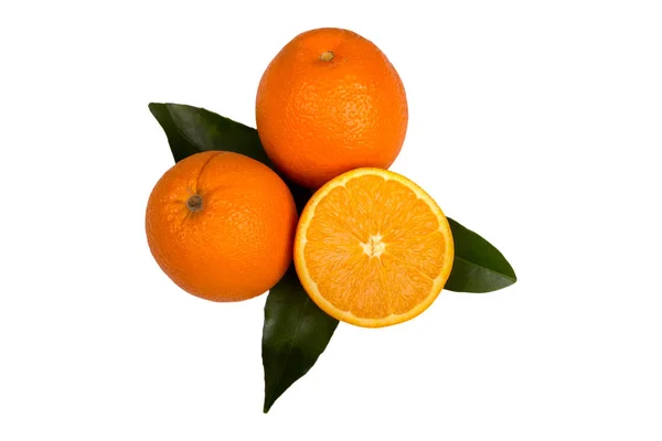 Orange mit Blättern — Stockfoto