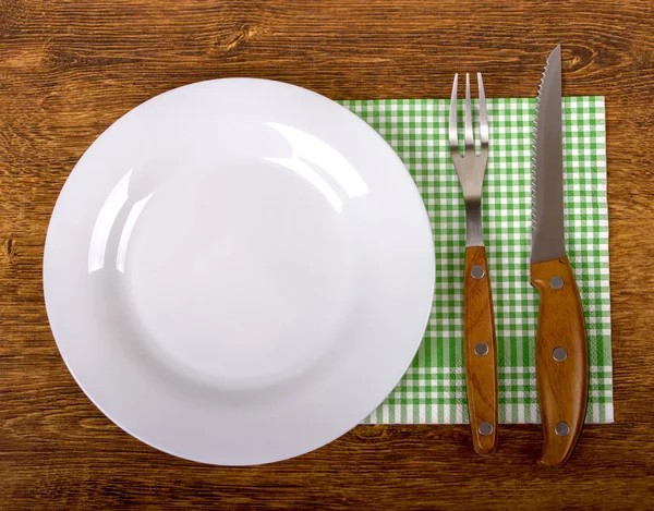 Skålen, gaffel och kniv — Stockfoto