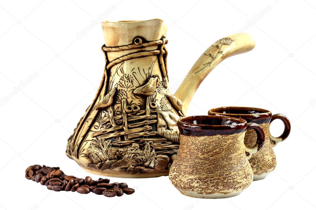 Ceramic coffee set, cezve